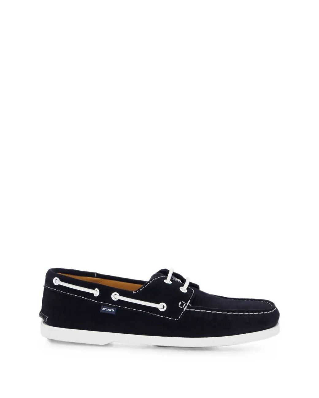 Atalanta Weller White Chaussures Bateau En Daim À Coutures Contrastantes for men