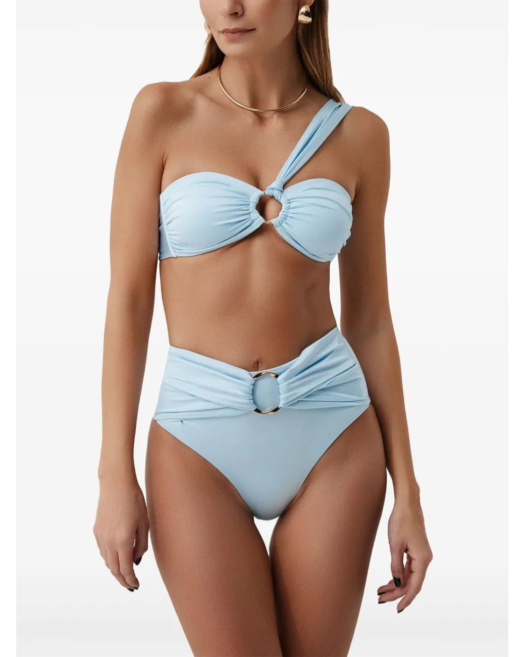 SOFIA ERHAN Blue Ring-Detail One-Shoulder Bikini