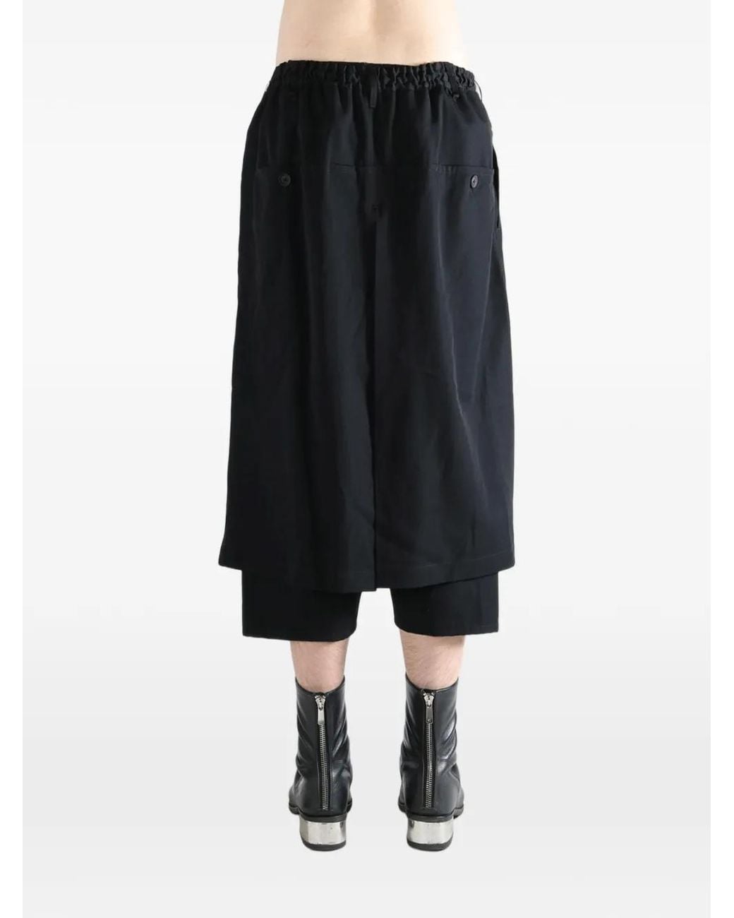 Yohji Yamamoto Black Layered D-Ring Trousers for men
