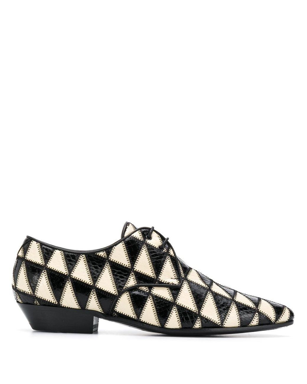 Saint Laurent Jonas Geometric Pattern Derby Shoes in Black | Lyst