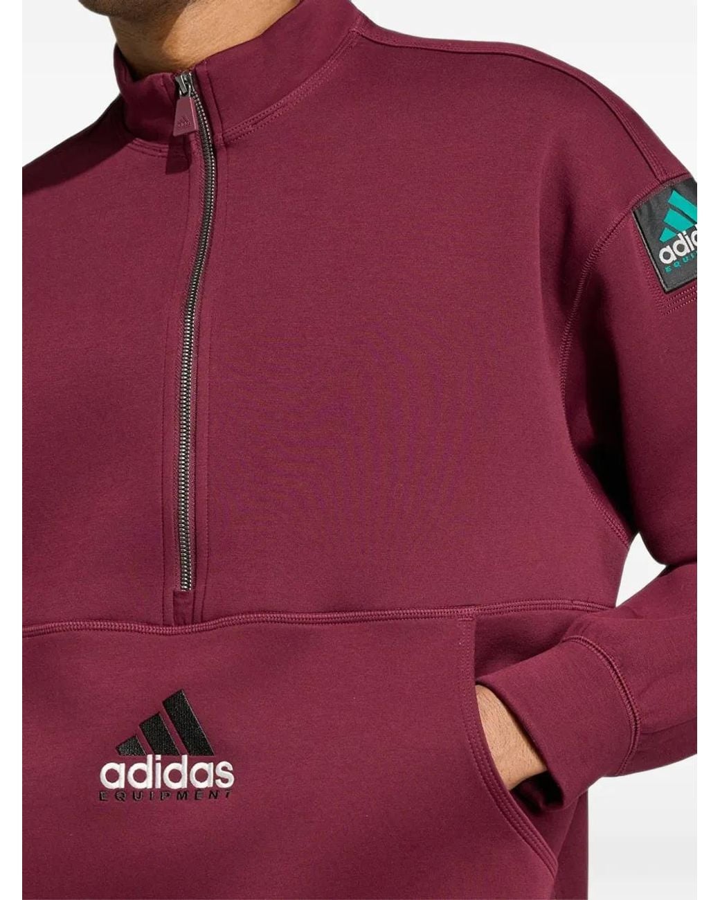 Adidas Red Equipment Spacer Half-Zip Sweatshirt for men