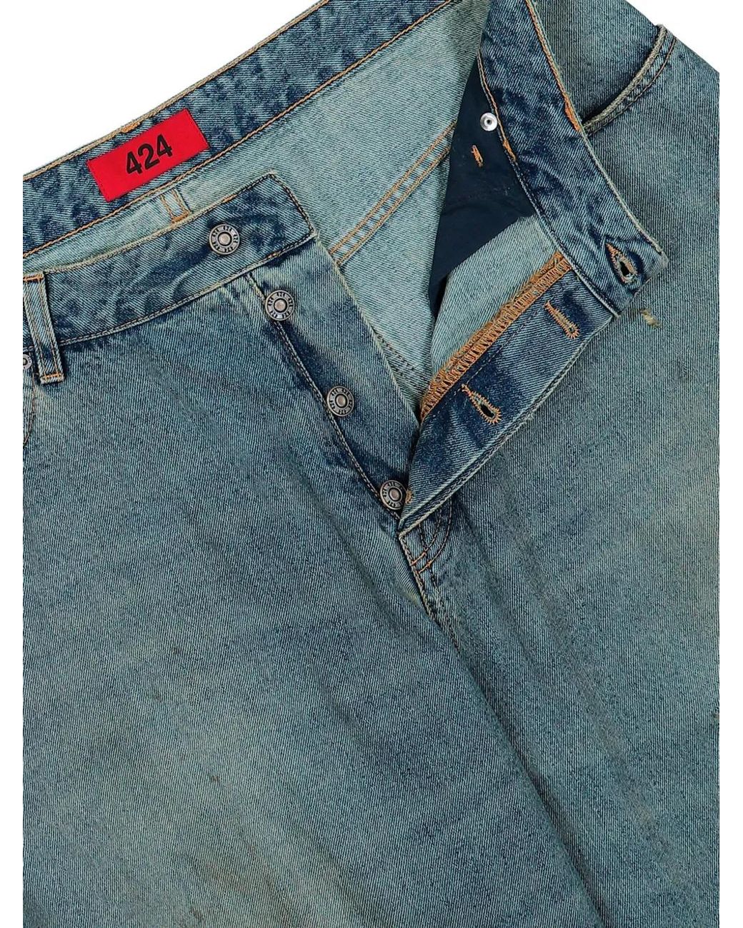 424 Blue Ripped Big Daddy Jeans for men