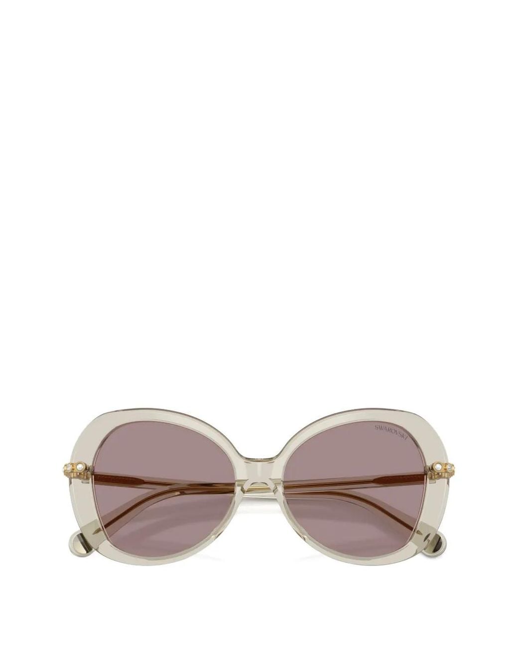 Swarovski Pink Crystal-Embellished Geometric-Frame Sunglasses