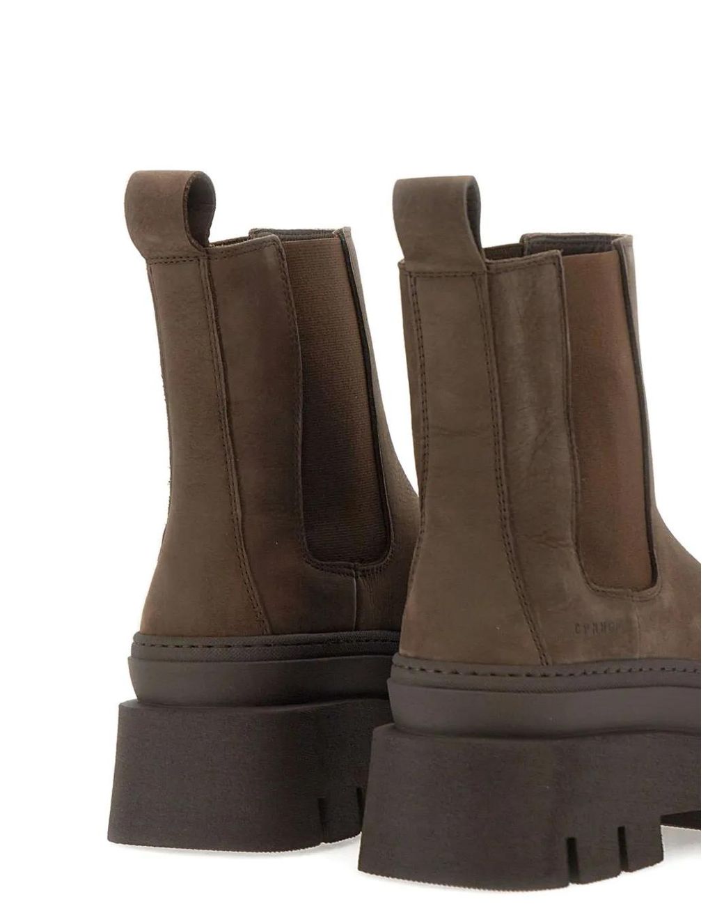 COPENHAGEN Brown Elasticated Platform Ankle Boots