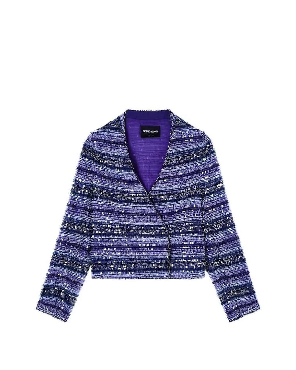 Giorgio Armani Blue Sequin-Embellished Striped Jacket