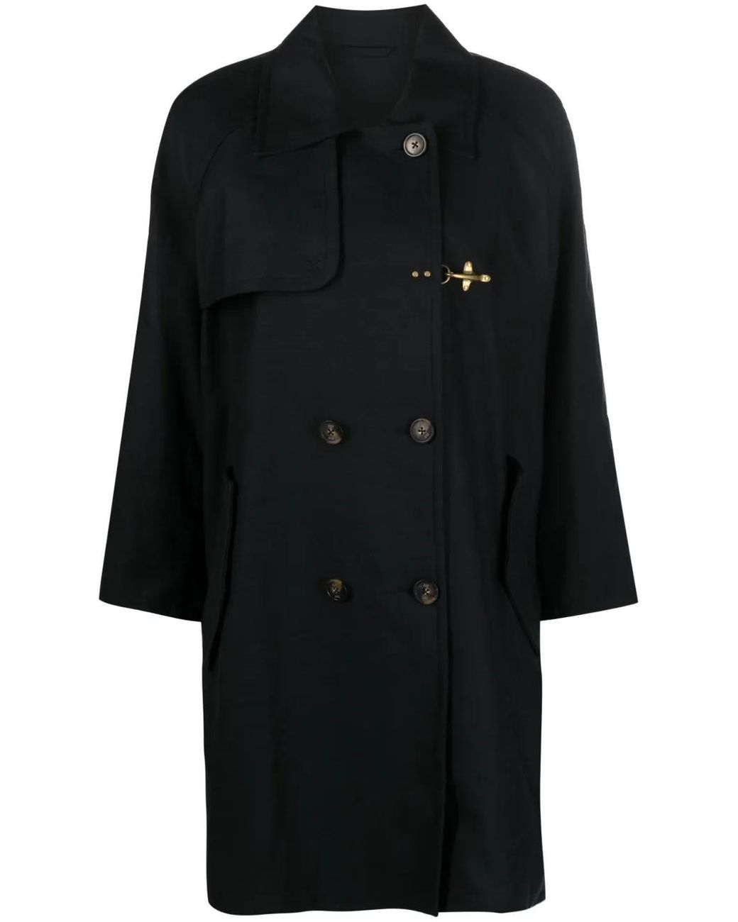 Fay Black Double-Breasted Trench Coat