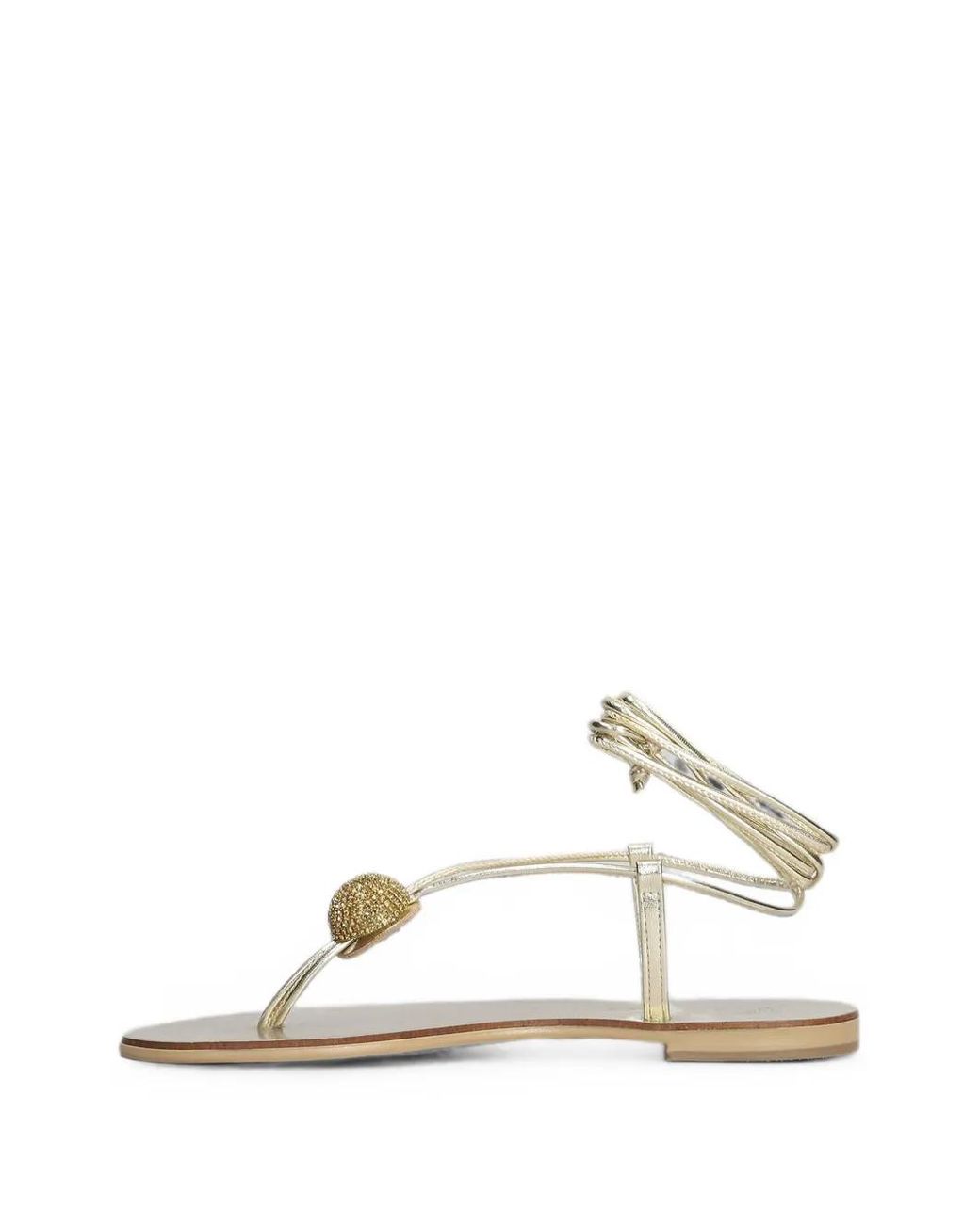 NICOLAS LAINAS White Embellished Wrap-Around Sandals