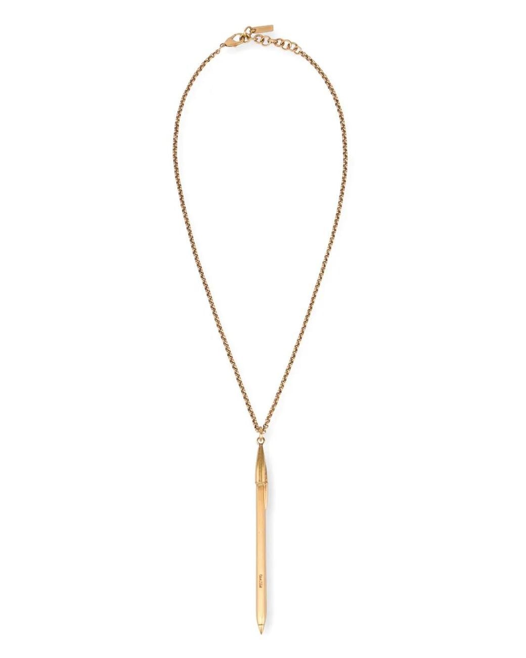 Moschino Metallic Pen-Pendant Chain Necklace