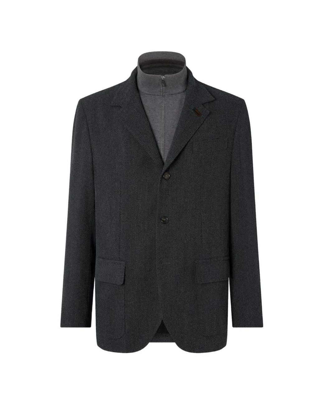 Corneliani Black Layered Single-Breasted Blazer for men