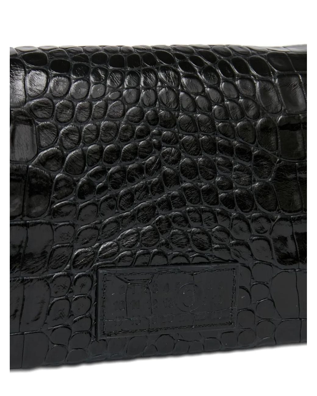 MM6 by Maison Margiela Black Small Croco-Embossed Shoulder Bag