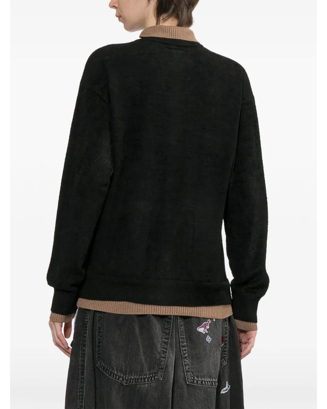 Maison Mihara Yasuhiro Black Layered Knit Cardigan