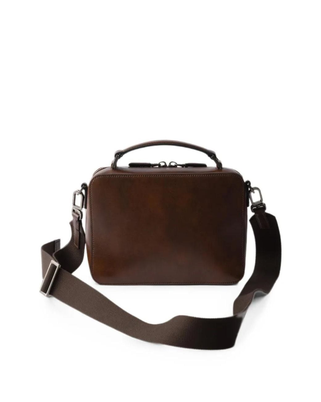 Prada Brown Brique Leather Bag for men