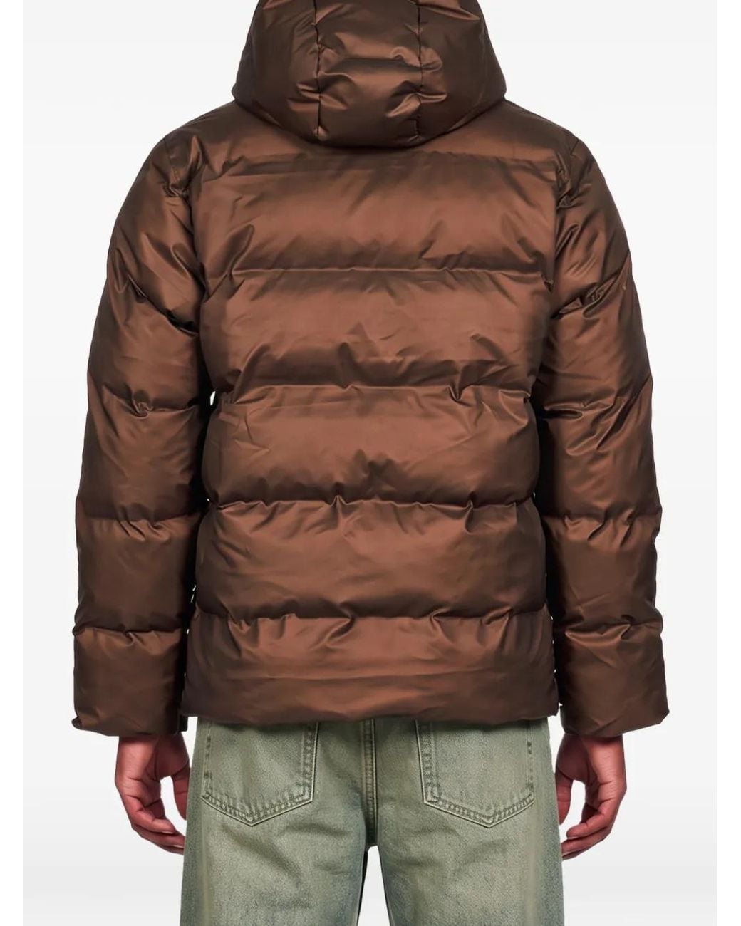 Rains Brown Alta Hooded Quilted Coat