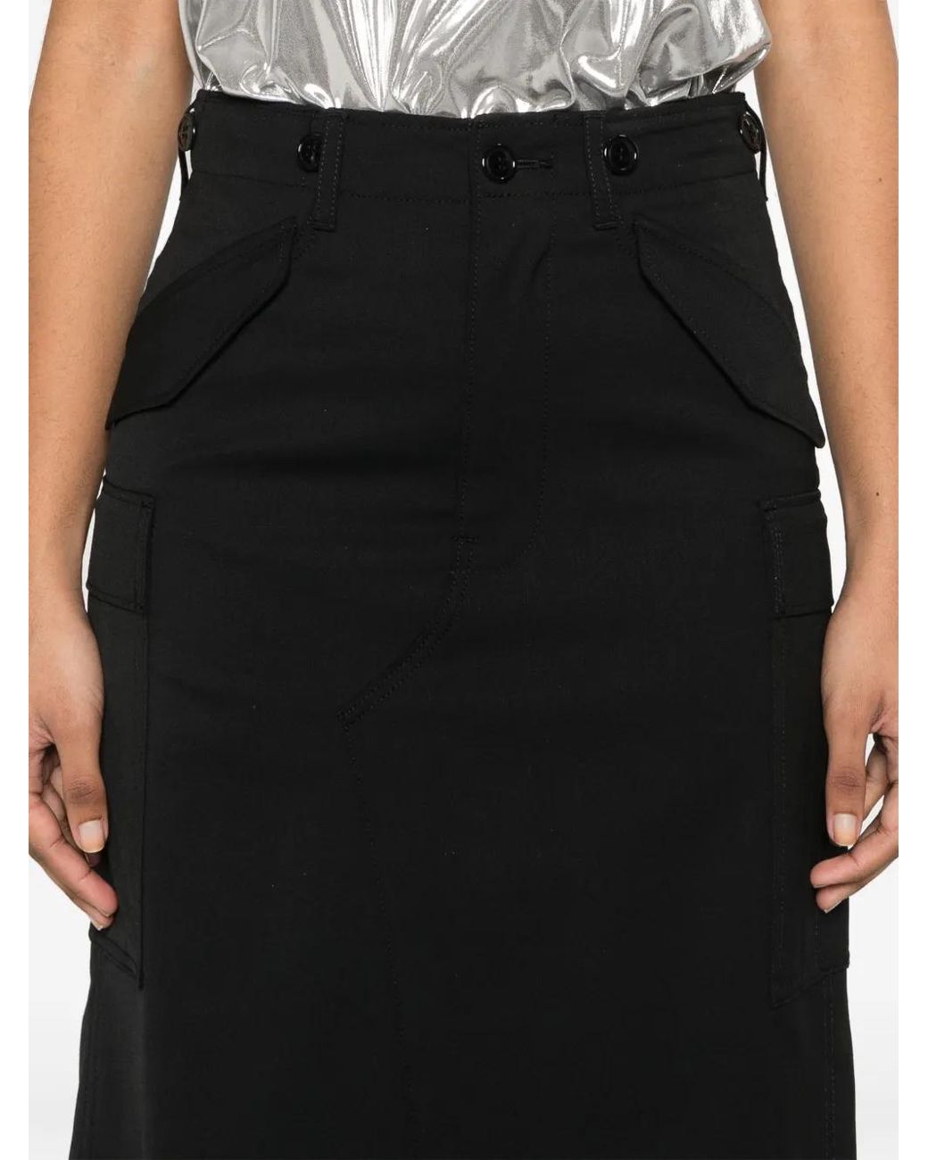 Junya Watanabe Black Cargo Midi Skirt
