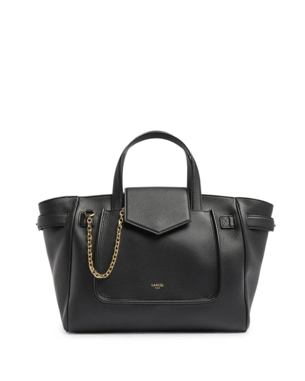 Lancel Black Medium Thea Grained Leather Tote Bag