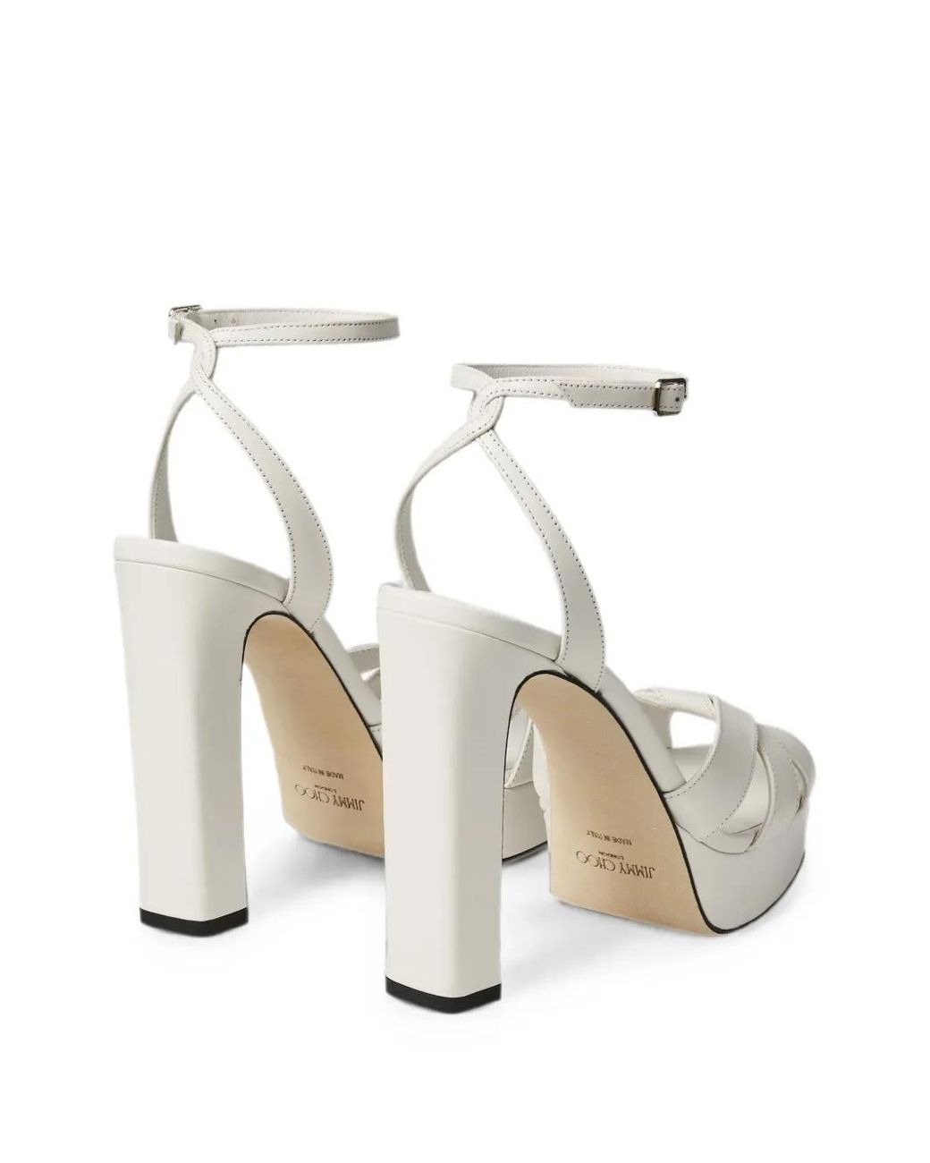 Jimmy Choo White Kove 120 Latte Nappa-Leather Platform Sandals
