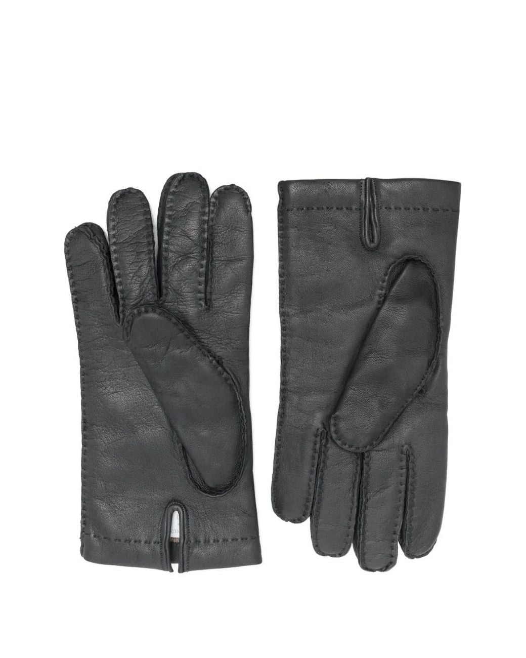 Eleventy Black Leather Gloves for men