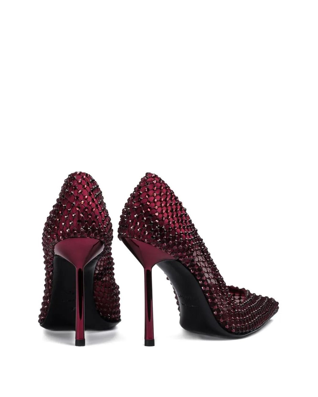 Le Silla Purple Gilda Crystal-Embellished Mesh Pumps