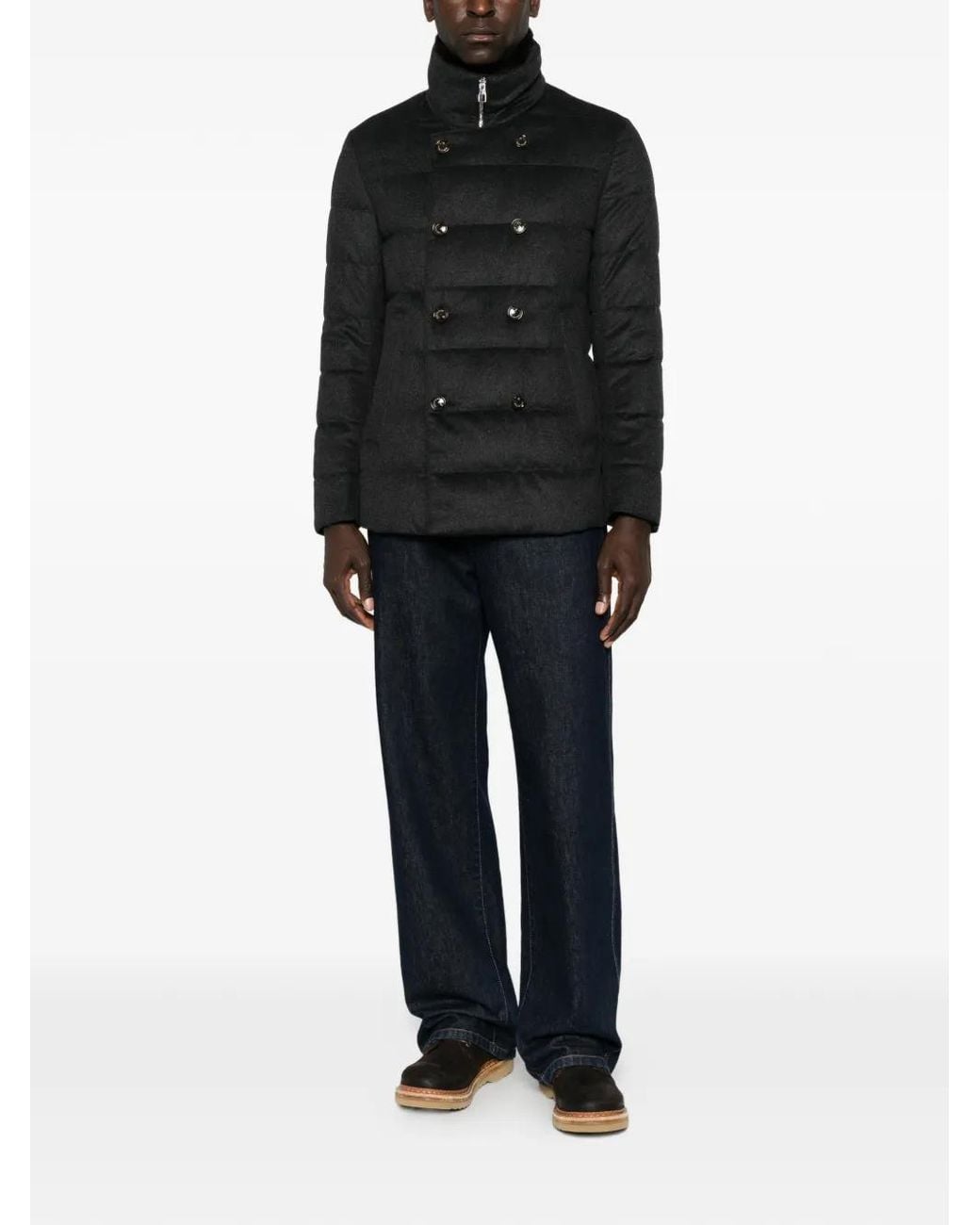 Montecore Black Double-Breasted Quilted Jacket for men