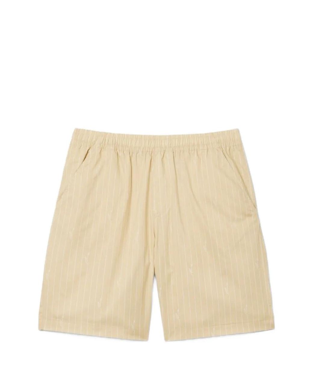 Lacoste Natural Crocodile Print Stripe Cotton Shorts for men