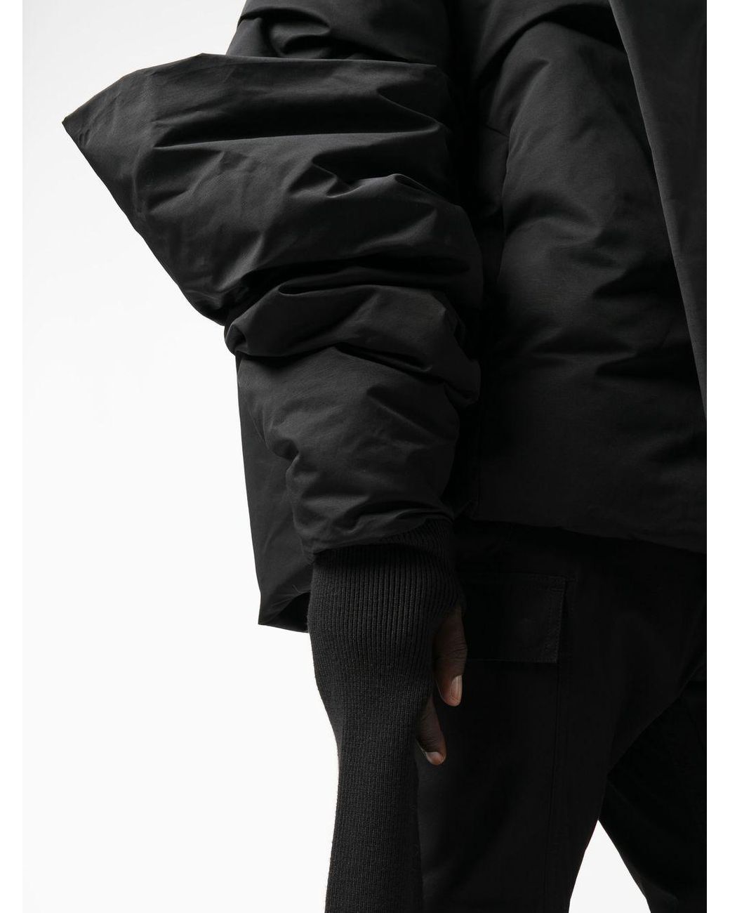 Rick Owens Gauntlet Asymmetric Bomber Jacket in Black for