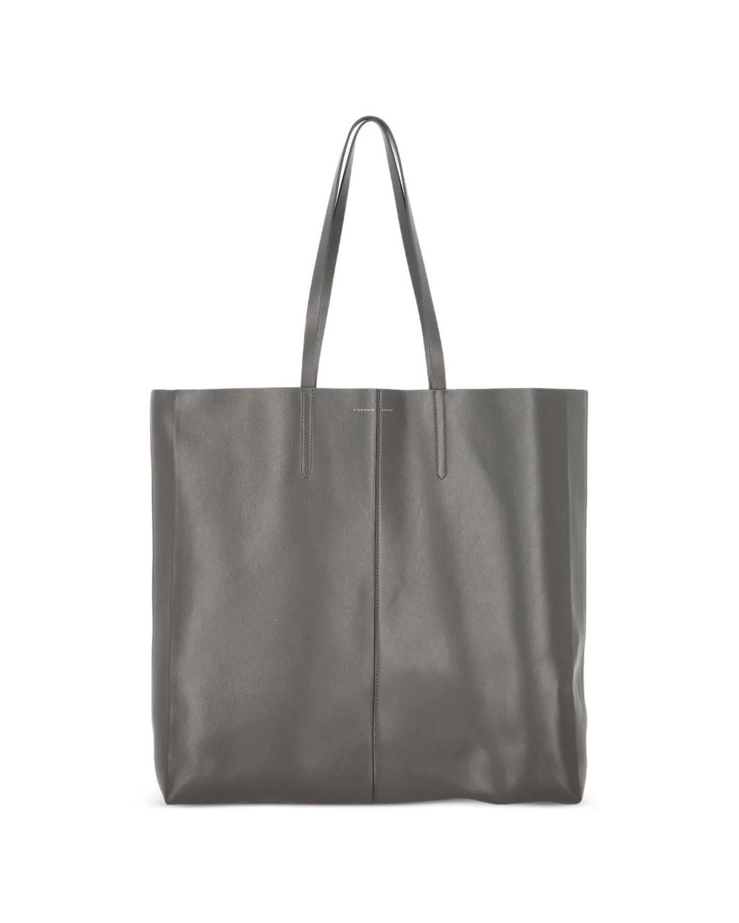 Carven Gray Cabas Jean En Cuir À Logo Embossé