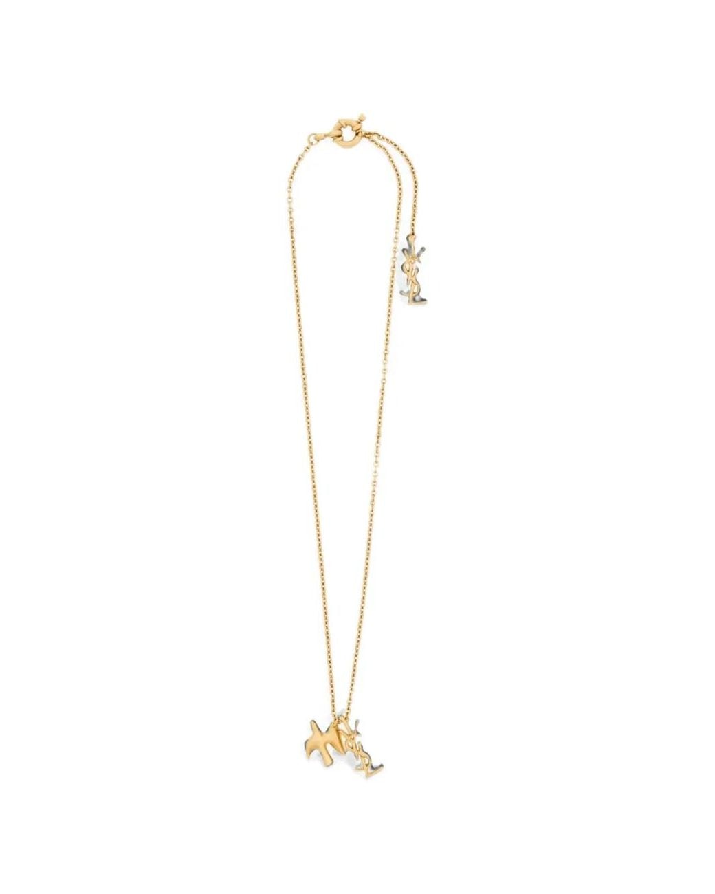 Saint Laurent White Cassandre Dove Necklace