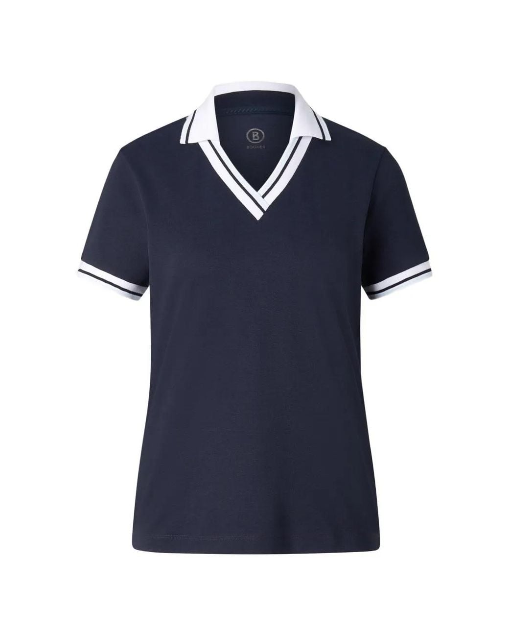 Bogner Blue Jula Stripe-Detail Polo-Collar T-Shirt