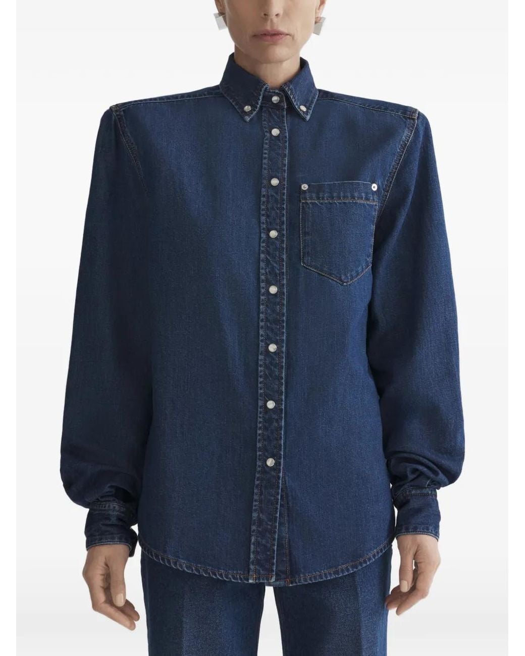 Mugler Blue Buttoned Pocket Shirt