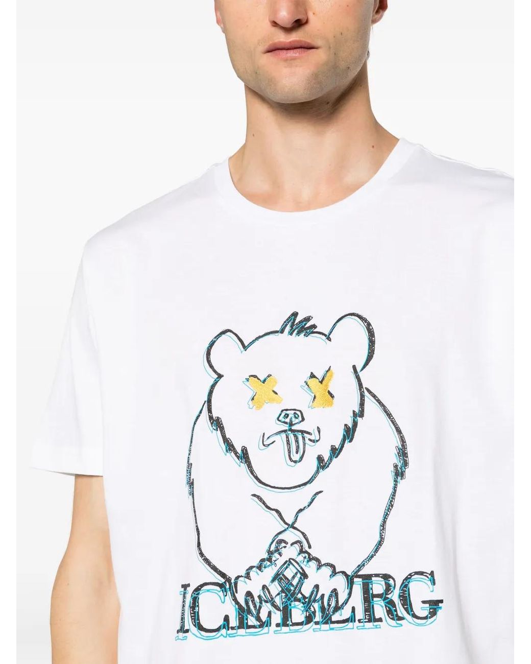 Iceberg White Graphic-Print Cotton T-Shirt for men