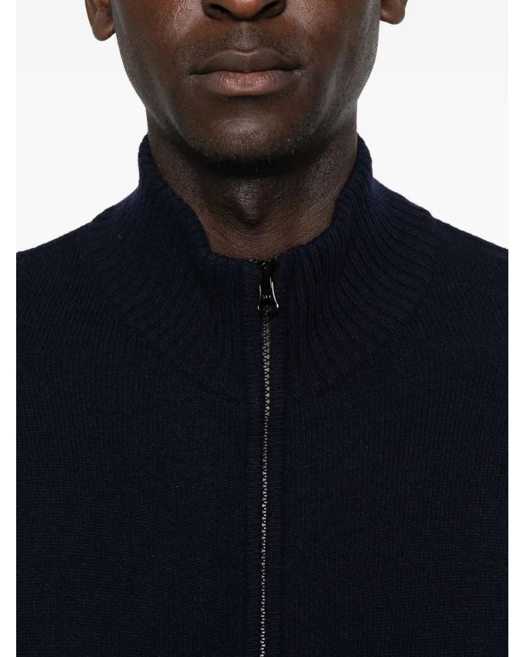C P Company Blue Wool Zipped Cardigan for men