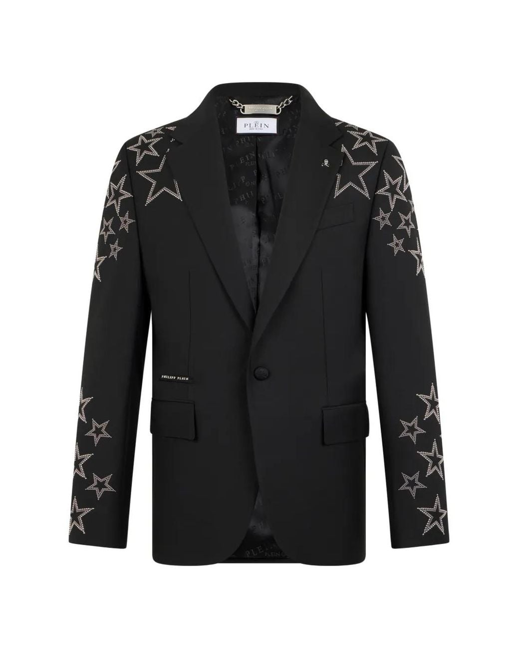 Philipp Plein Black Studs Star-Detail Blazer for men
