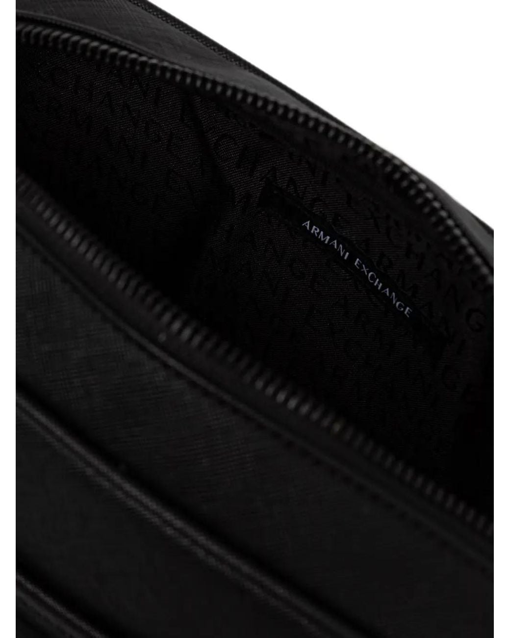 ARMANI EXCHANGE Black Logo-Patch Wash Bag for men