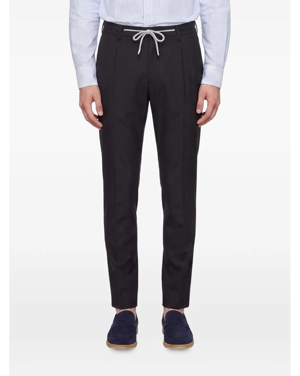 Eleventy Blue Drawstring Pleated Trousers for men