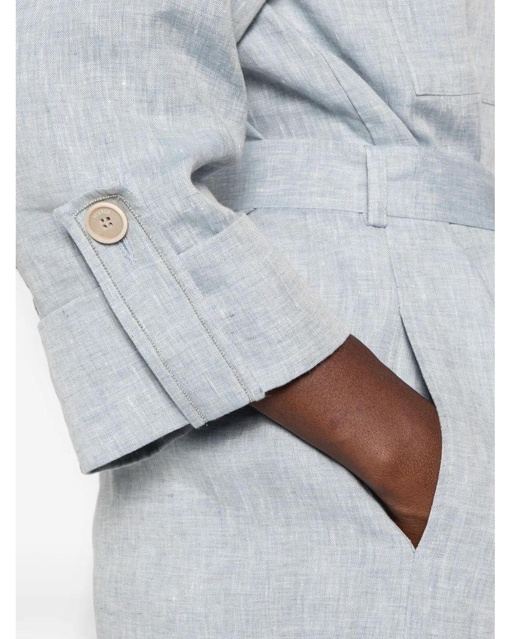 Peserico White Belted Button-Up Overshirt