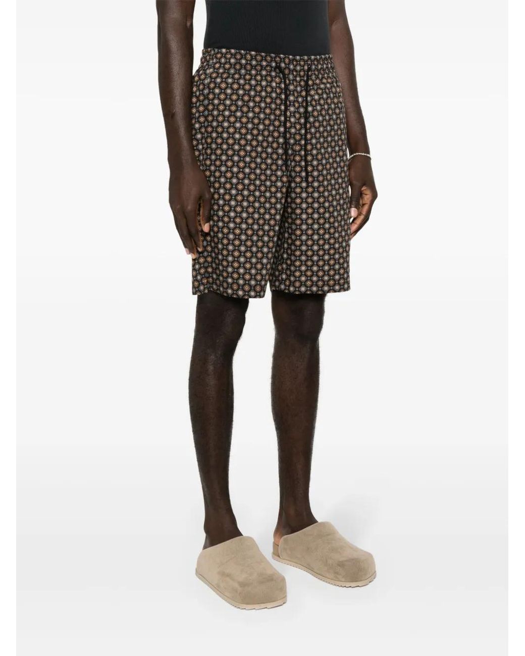 A.P.C. Black Vincento Geometric-Pattern Shorts for men