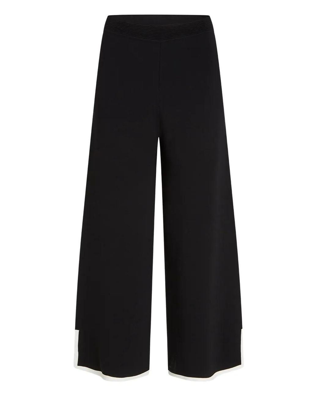 Karl Lagerfeld Black Contrast-Piping Palazzo-Pants