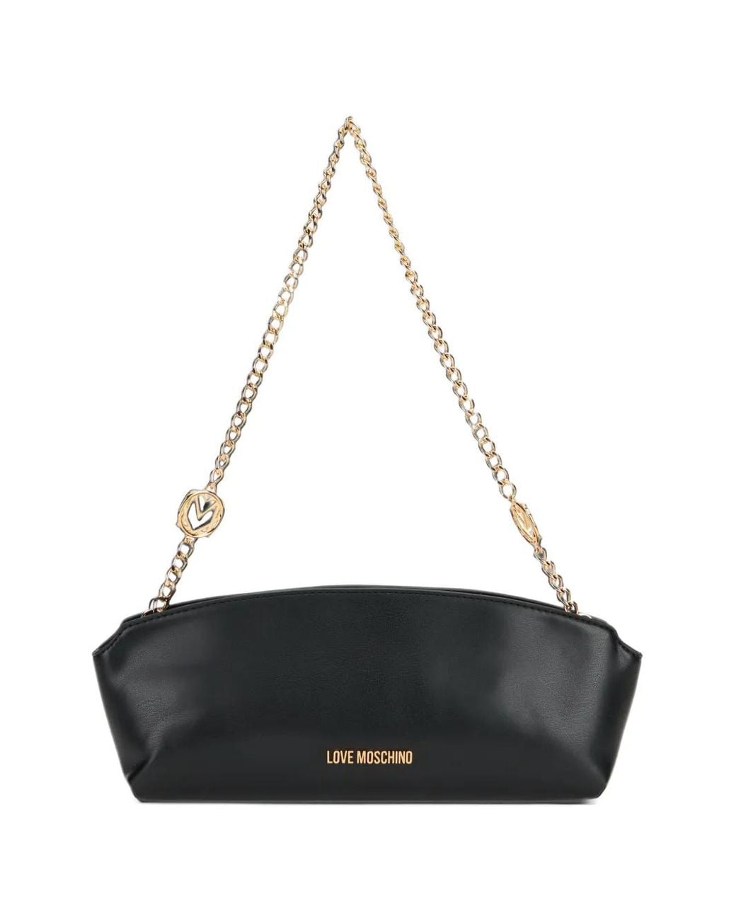 Love Moschino Black Logo-Lettering Chain-Strap Shoulder Bag