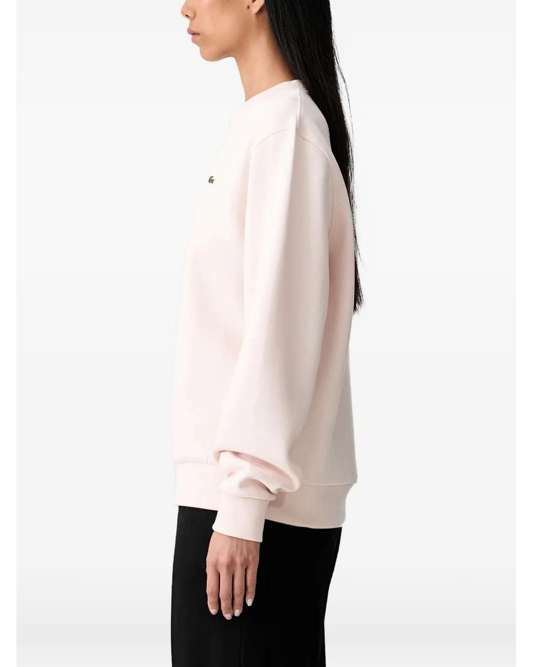 Lacoste White Logo-Patch Crew-Neck Sweatshirt