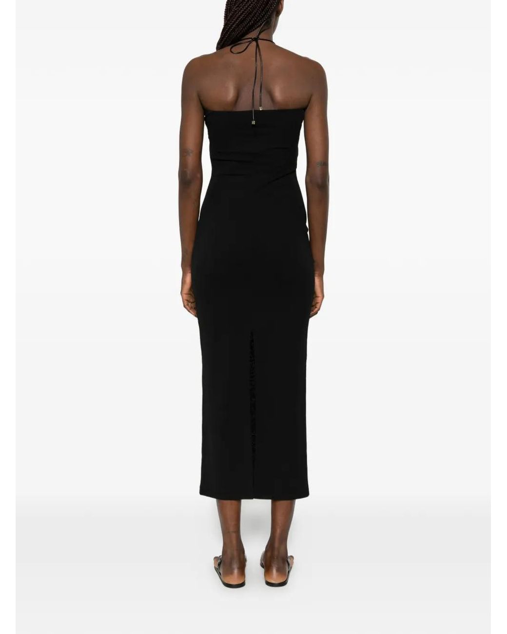 Nanushka Black Halterneck Cut-Out Detail Midi Dress