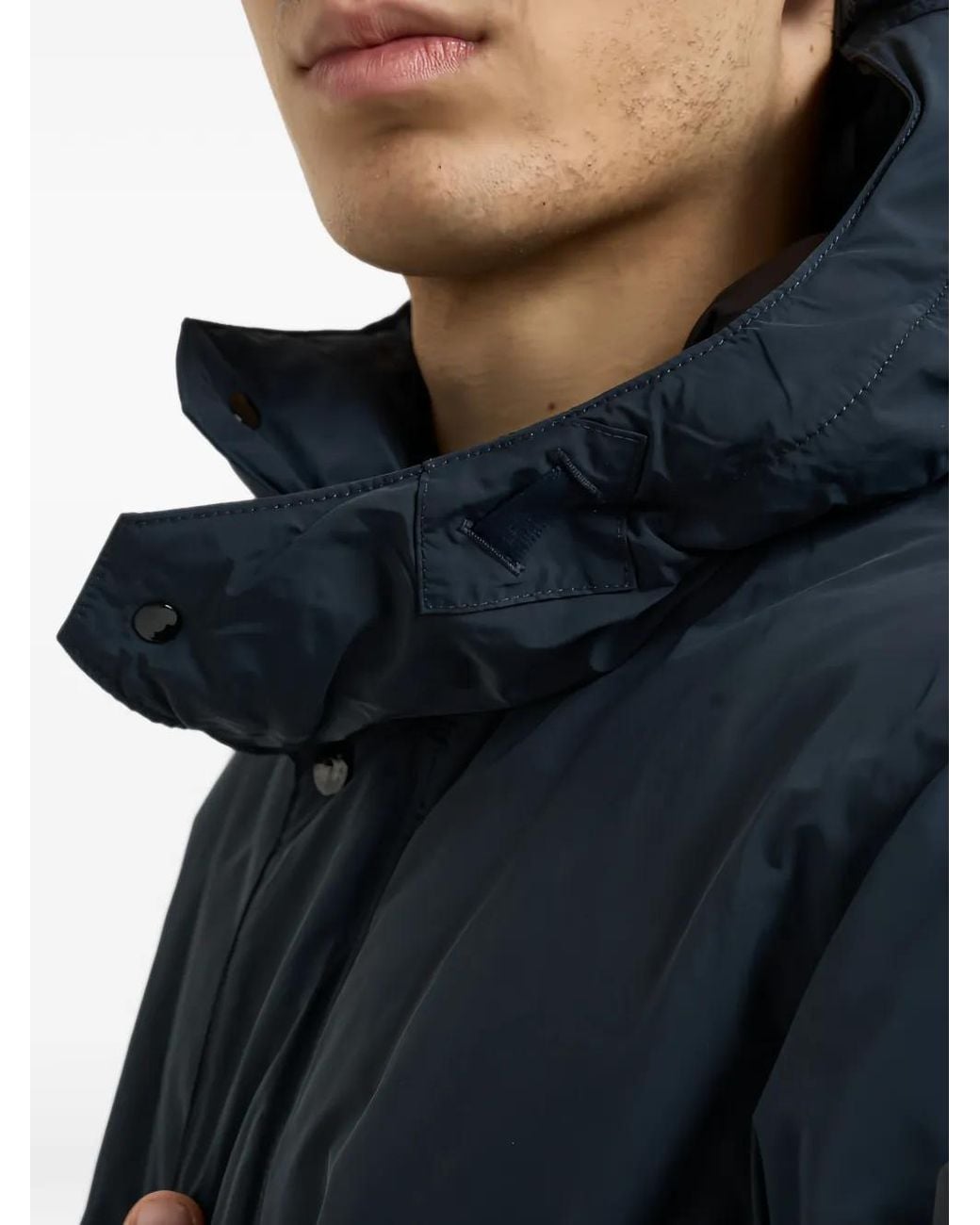 Stone Island Blue Manteau À Patch Compass Et Capuche for men