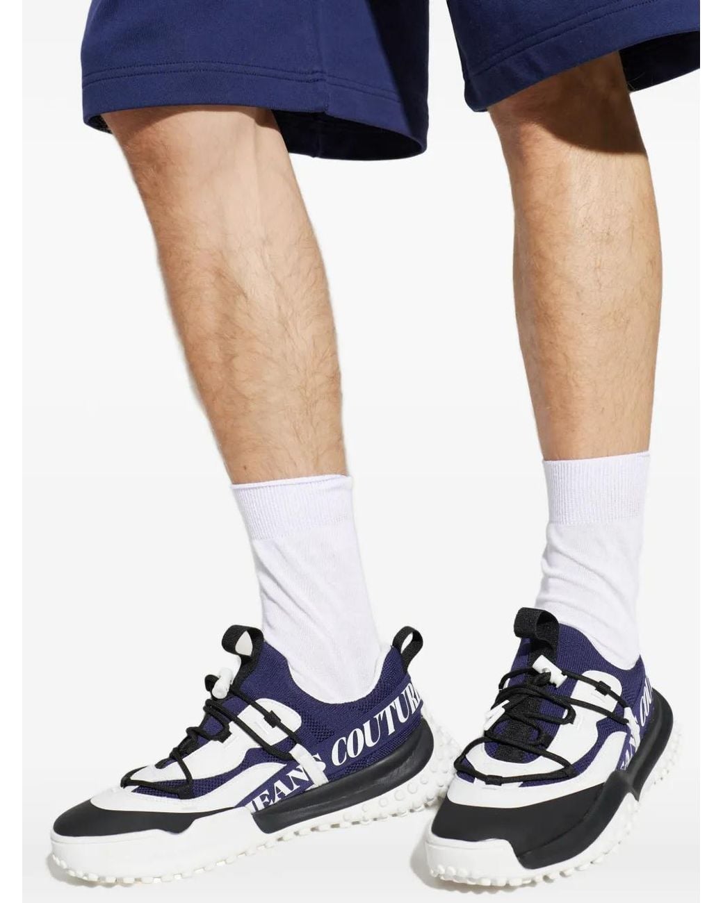 Versace Jeans Couture Blue Baskets À Logo Imprimé for men