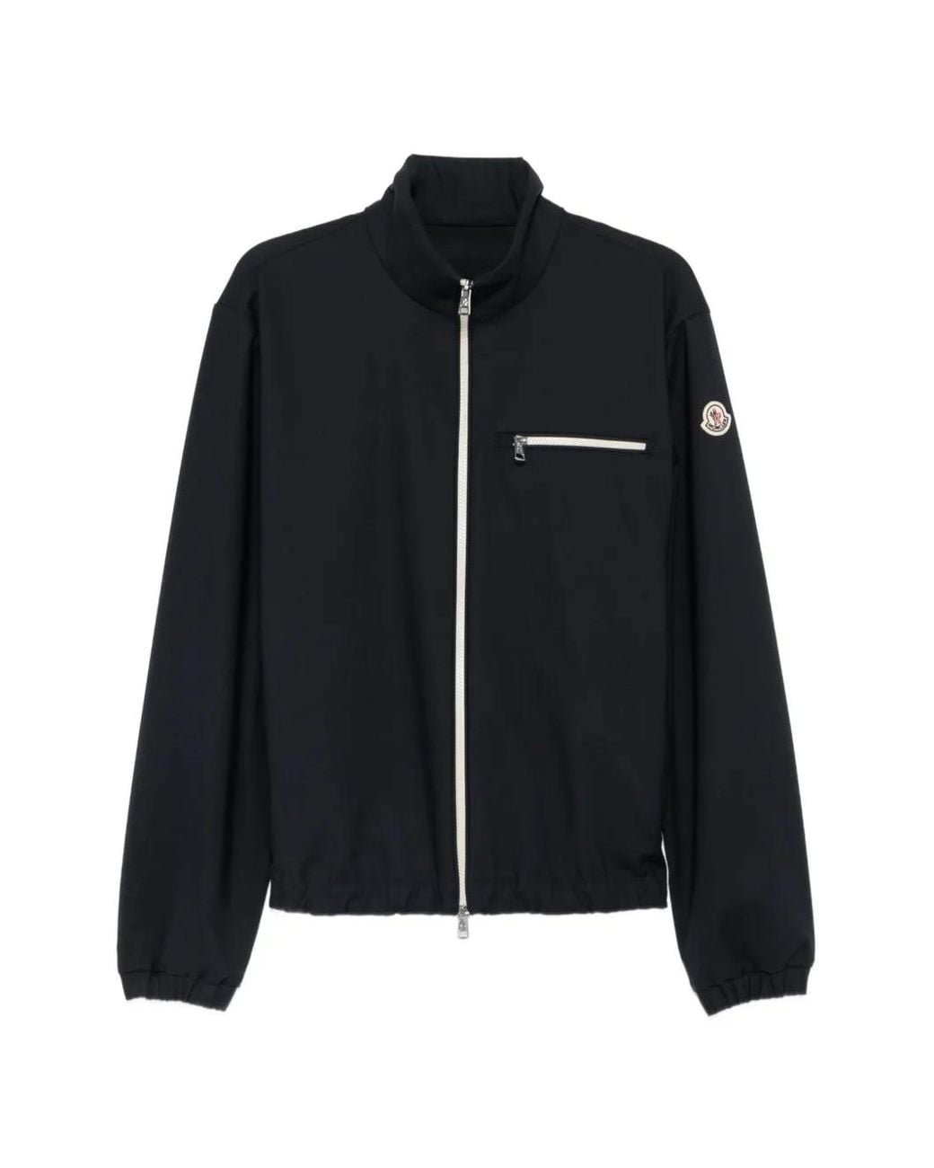 Moncler Black Logo-Patch Zip-Up Jacket for men