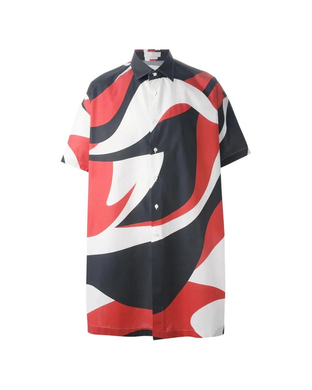 McQueen Red Abstract-Print Short-Sleeve Shirt for men