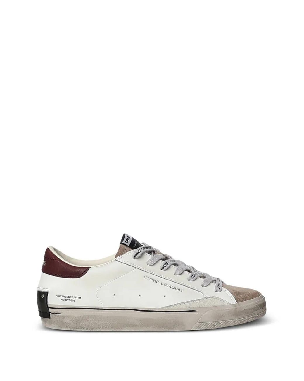 Crime London White Mocassins En Cuir À Effet Usé for men