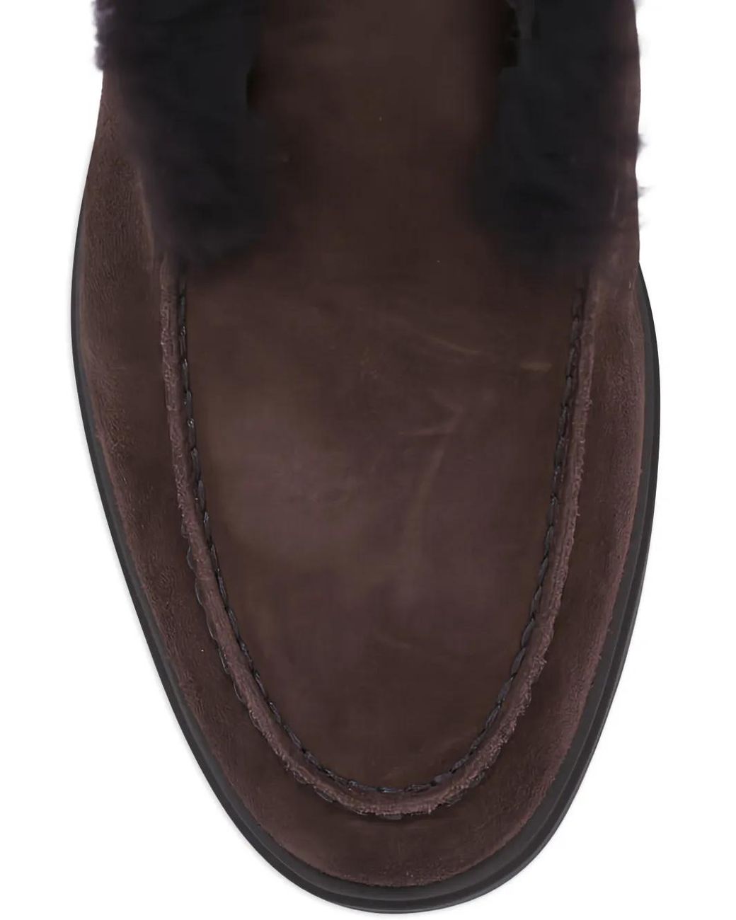 Santoni Brown Fortune Shearling-Trim Loafers