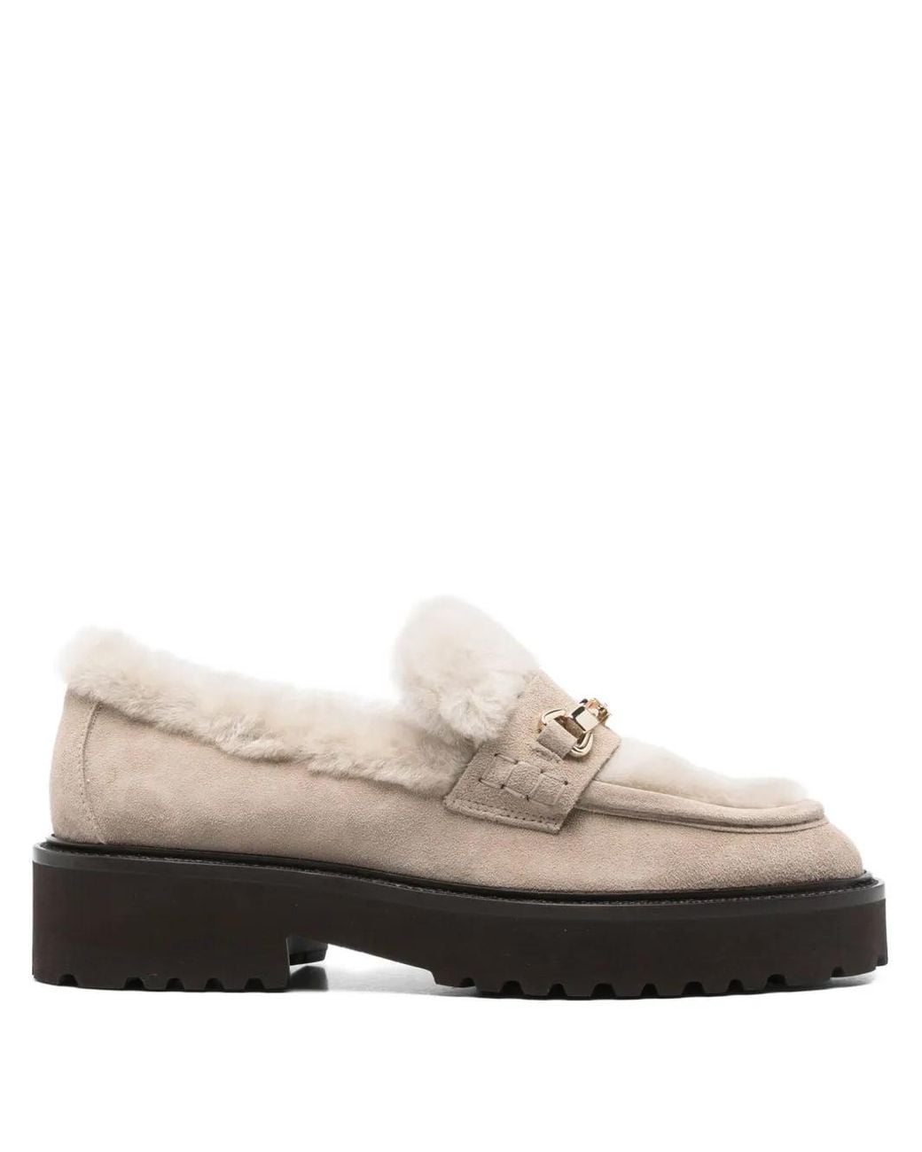 Doucal's Gray Plateau-Loafer Aus Shearling 40Mm