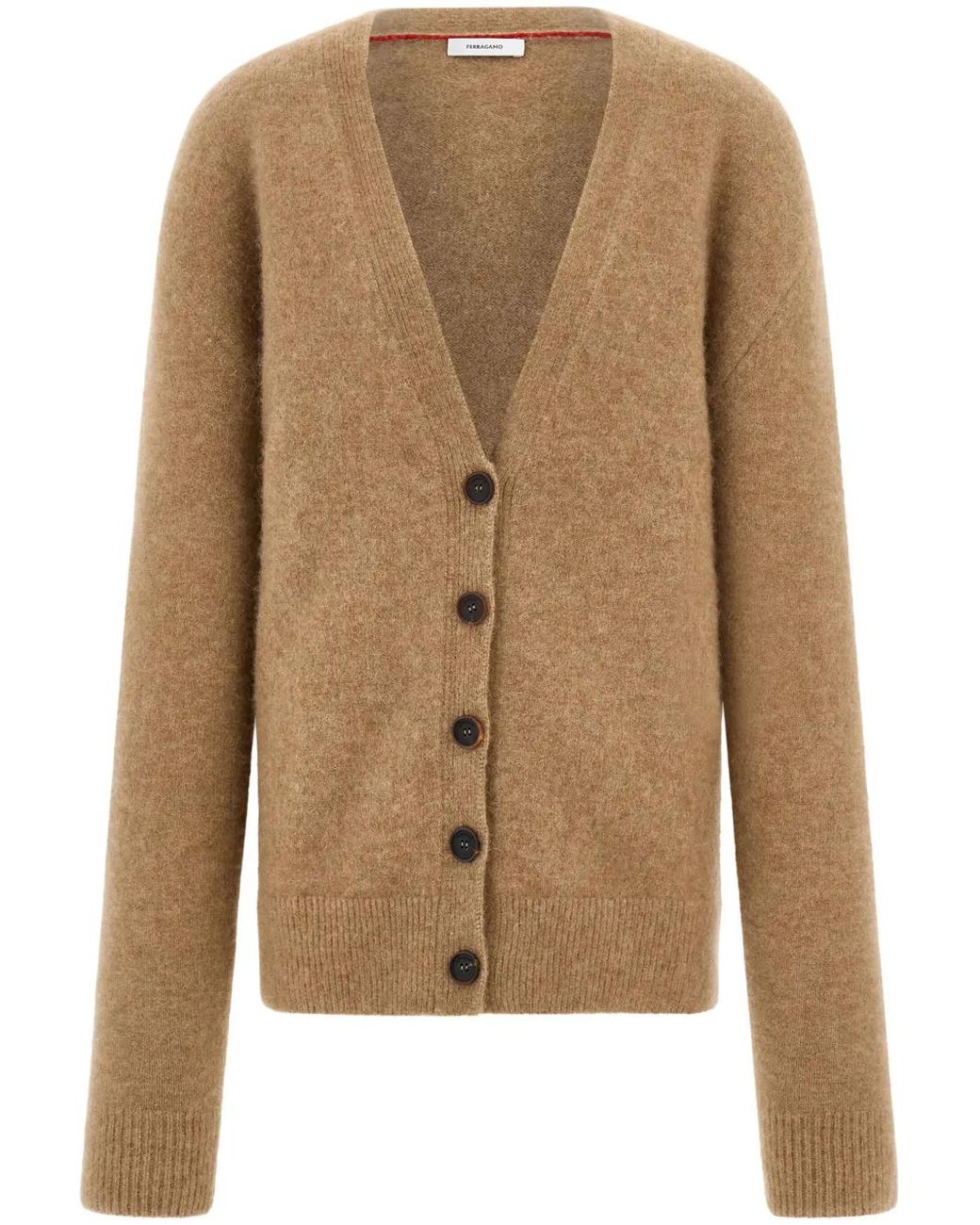 Ferragamo Brown Cashmere-Blend Cardigan
