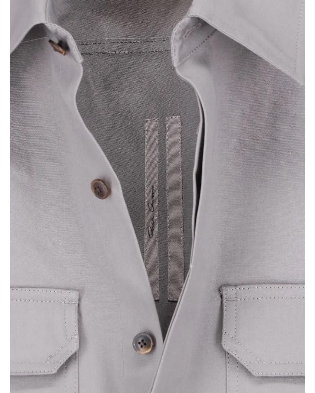 Rick Owens Gray Flap-Pocket Shirt for men
