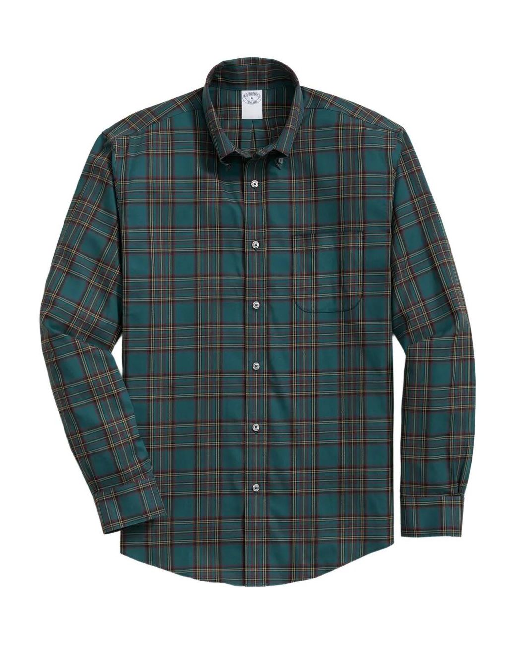 Brooks Brothers Green Button-Fastening Plaid-Patterned Shirt for men